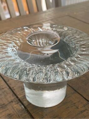 Clear Textured Blinko Glass mushroom Candle Holder